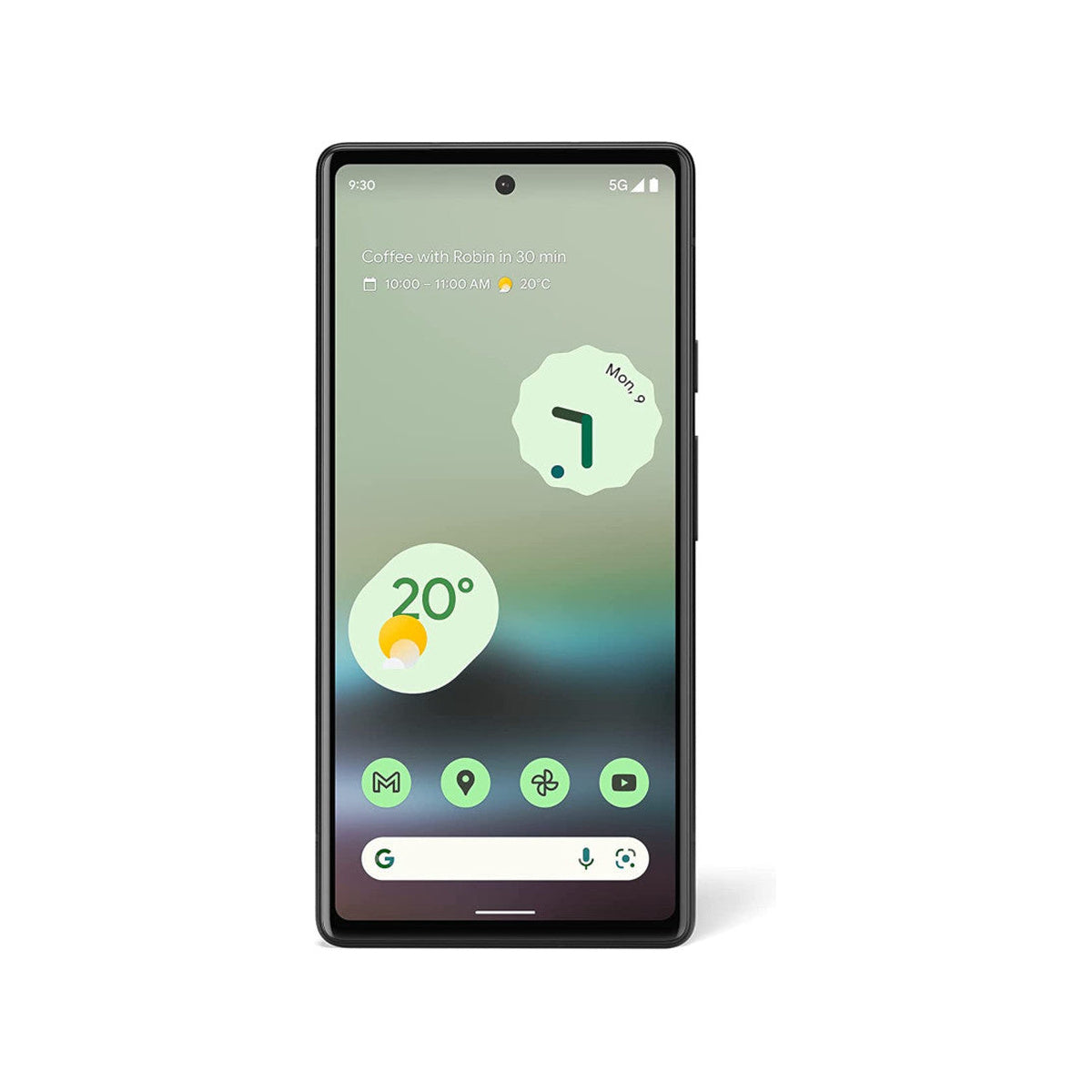 Google Pixel 6a in Chalk, front view