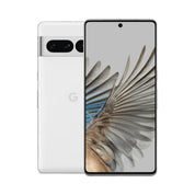 Google Pixel 7 Pro in Snow, front and rear view