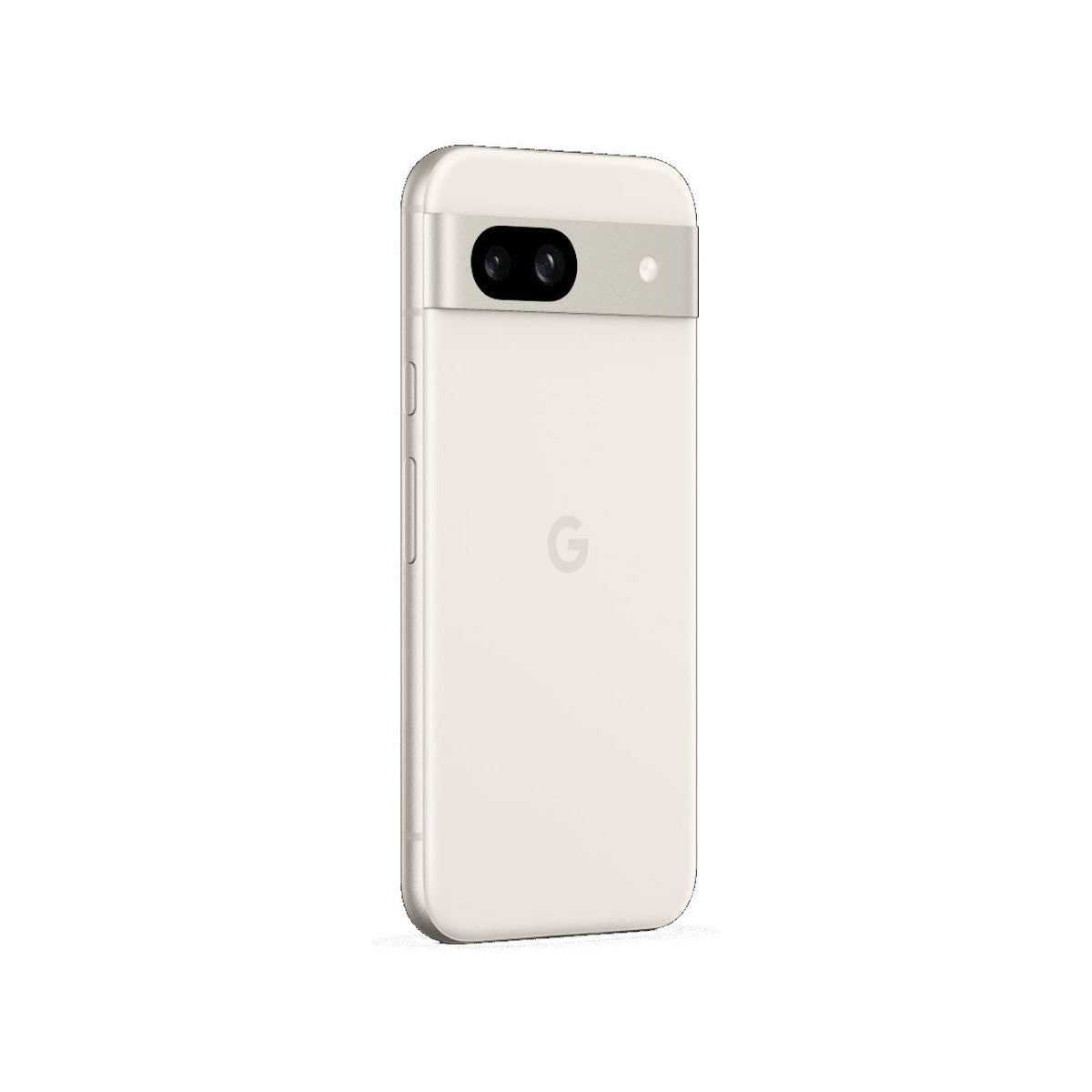 Google Pixel 8a in Porcelain, side view