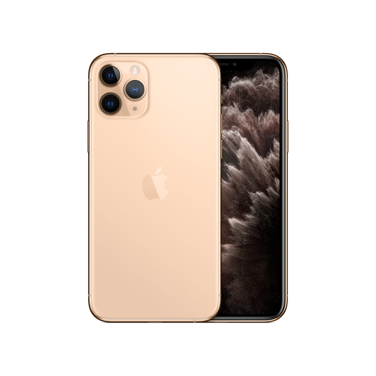 Apple iPhone 11 Pro in Gold, front and rear view
