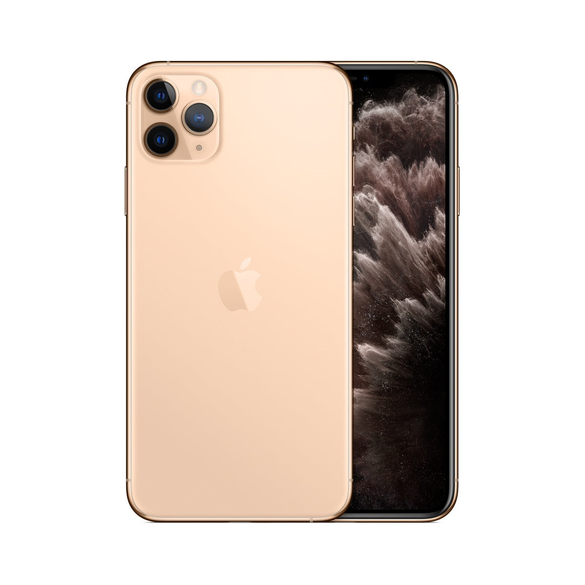 Apple iPhone 11 Pro Max in Gold, front and rear view