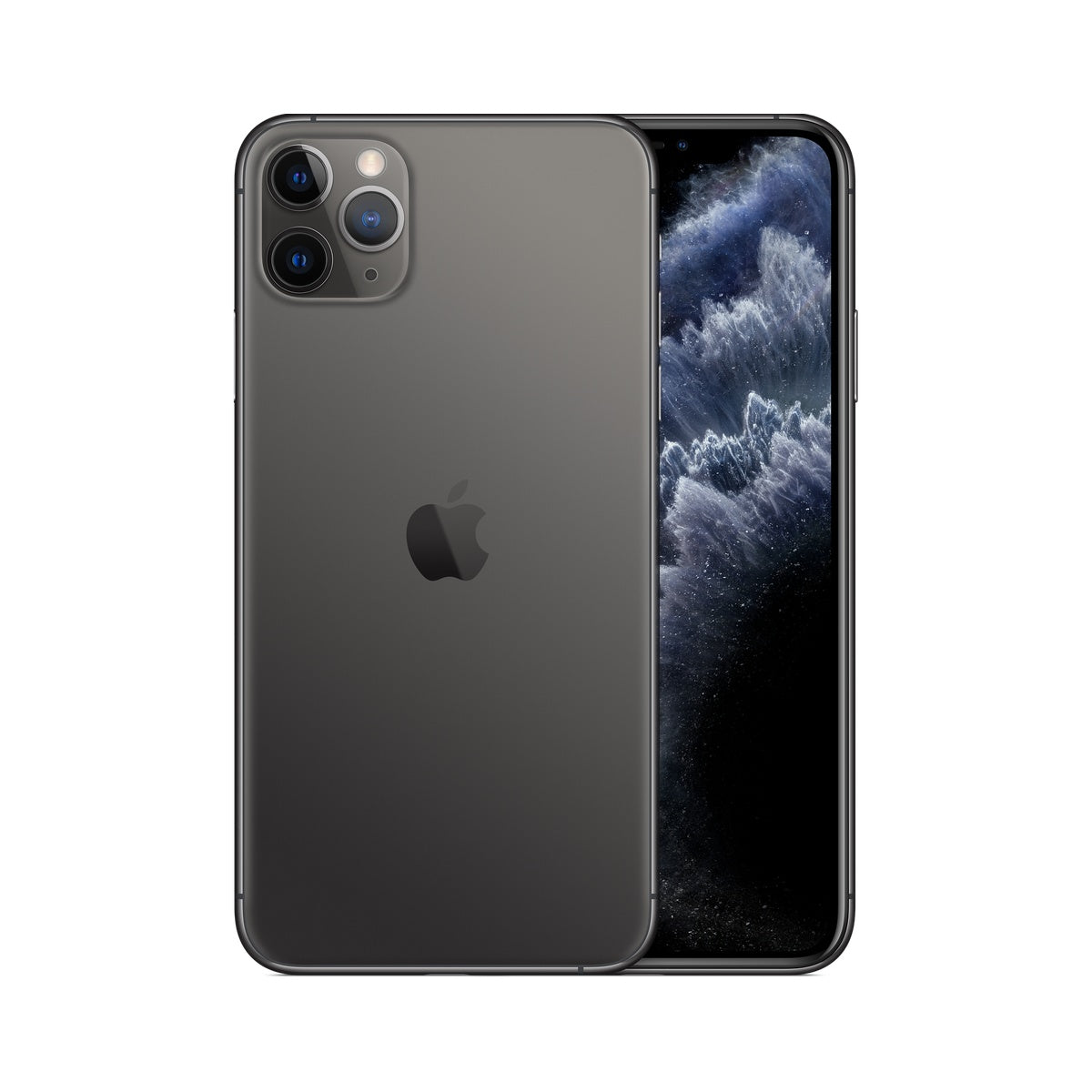 Apple iPhone 11 Pro Max in Space Grey, front and rear view