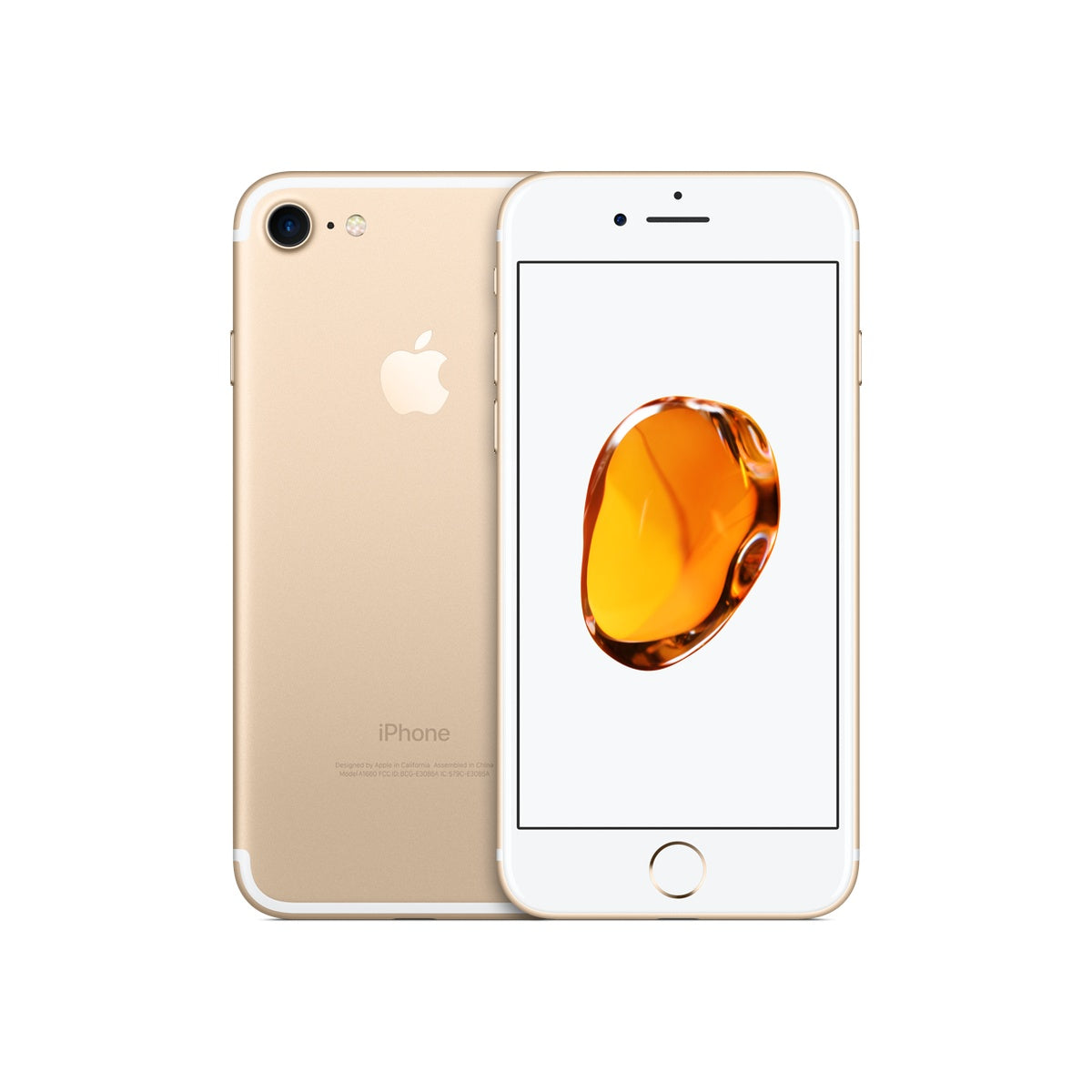 Apple iPhone 7 in Gold, front and rear view