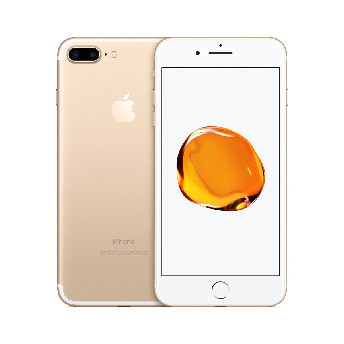 Apple iPhone 7 Plus in Gold, front and rear view