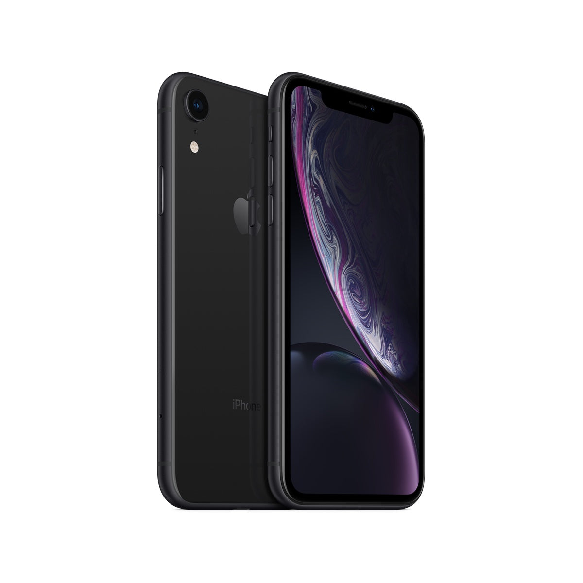 Apple iPhone XR in Black, front and rear view