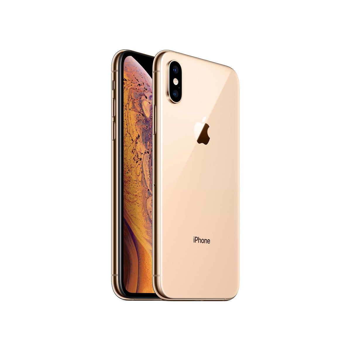 Apple iPhone XS in Gold, front and rear view