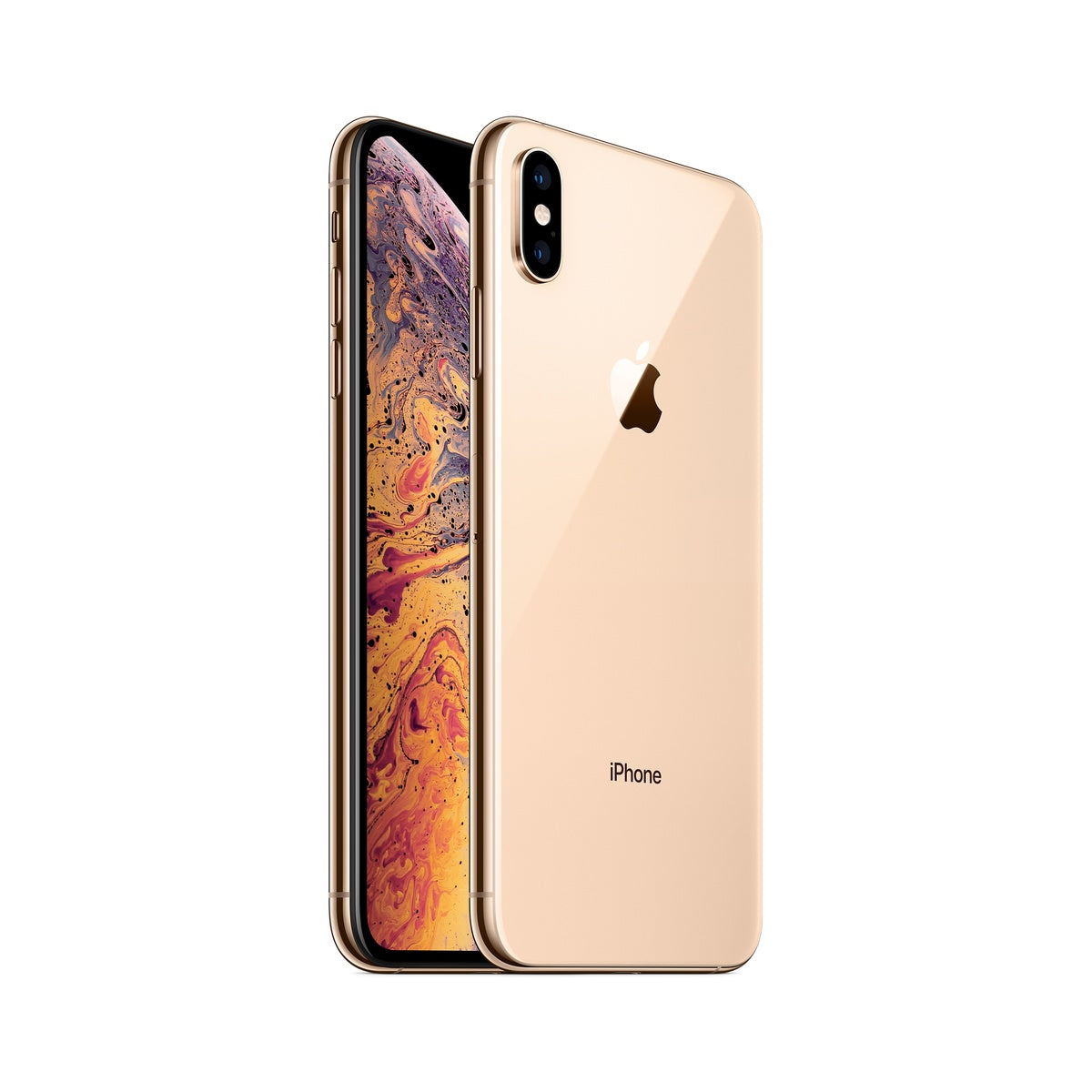 Apple iPhone XS Max in Gold, front and rear view