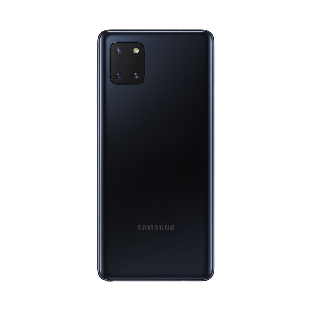 Samsung Galaxy Note10 Lite in Aura Black, rear view