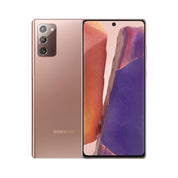 Samsung Galaxy Note20 5G in Mystic Bronze, front and rear view