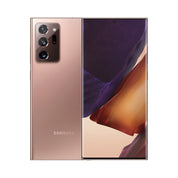Samsung Galaxy Note20 Ultra in Mystic Bronze, front and rear view