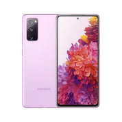 Samsung Galaxy S20 FE 5G in Cloud Lavender, front and rear view