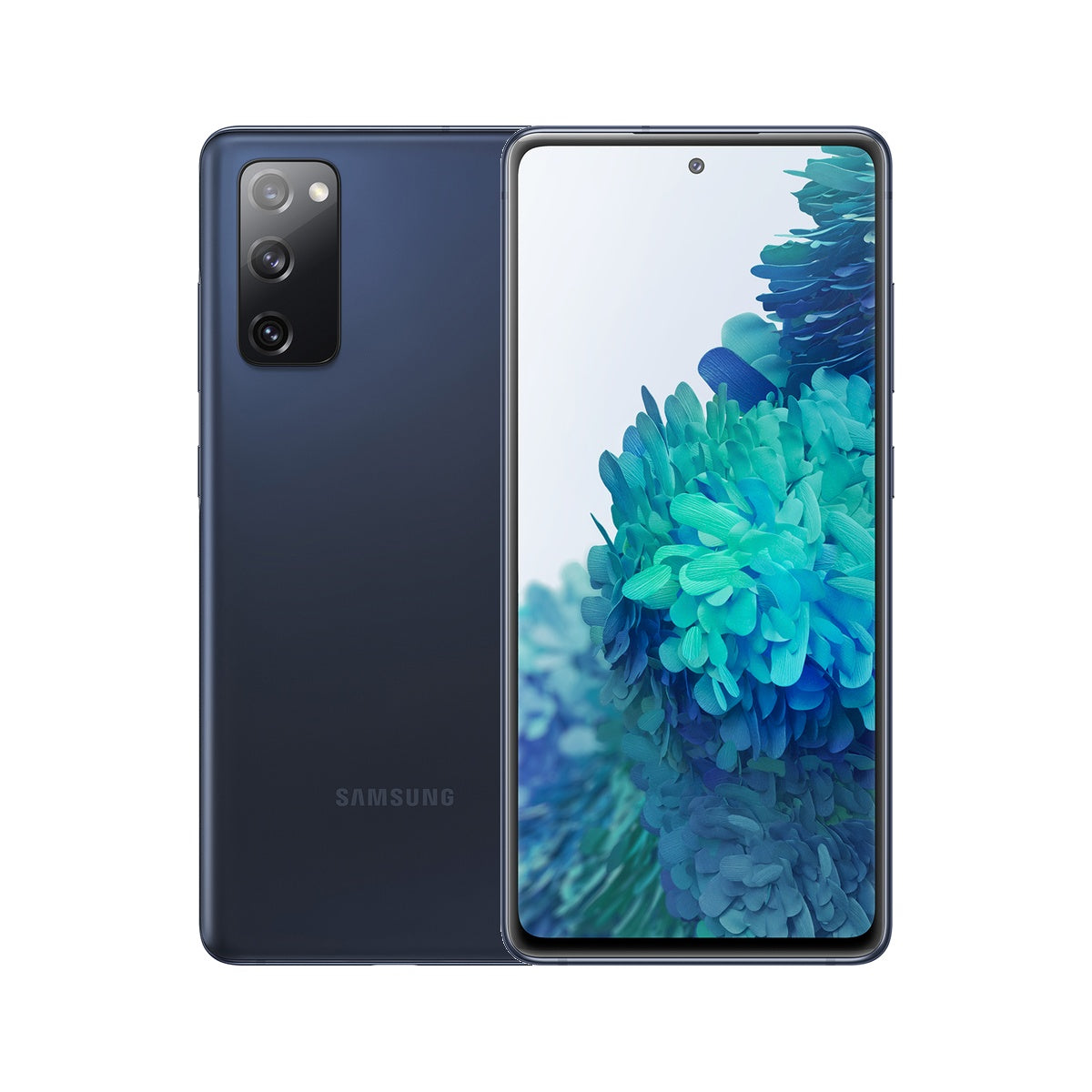 Samsung Galaxy S20 FE 5G in Cloud Navy, front and rear view