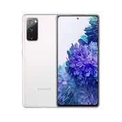 Samsung Galaxy S20 FE 5G in Cloud White, front and rear view