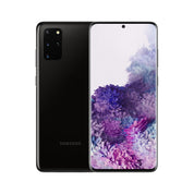 Samsung Galaxy S20+ 5G in Cosmic Black, front and rear view