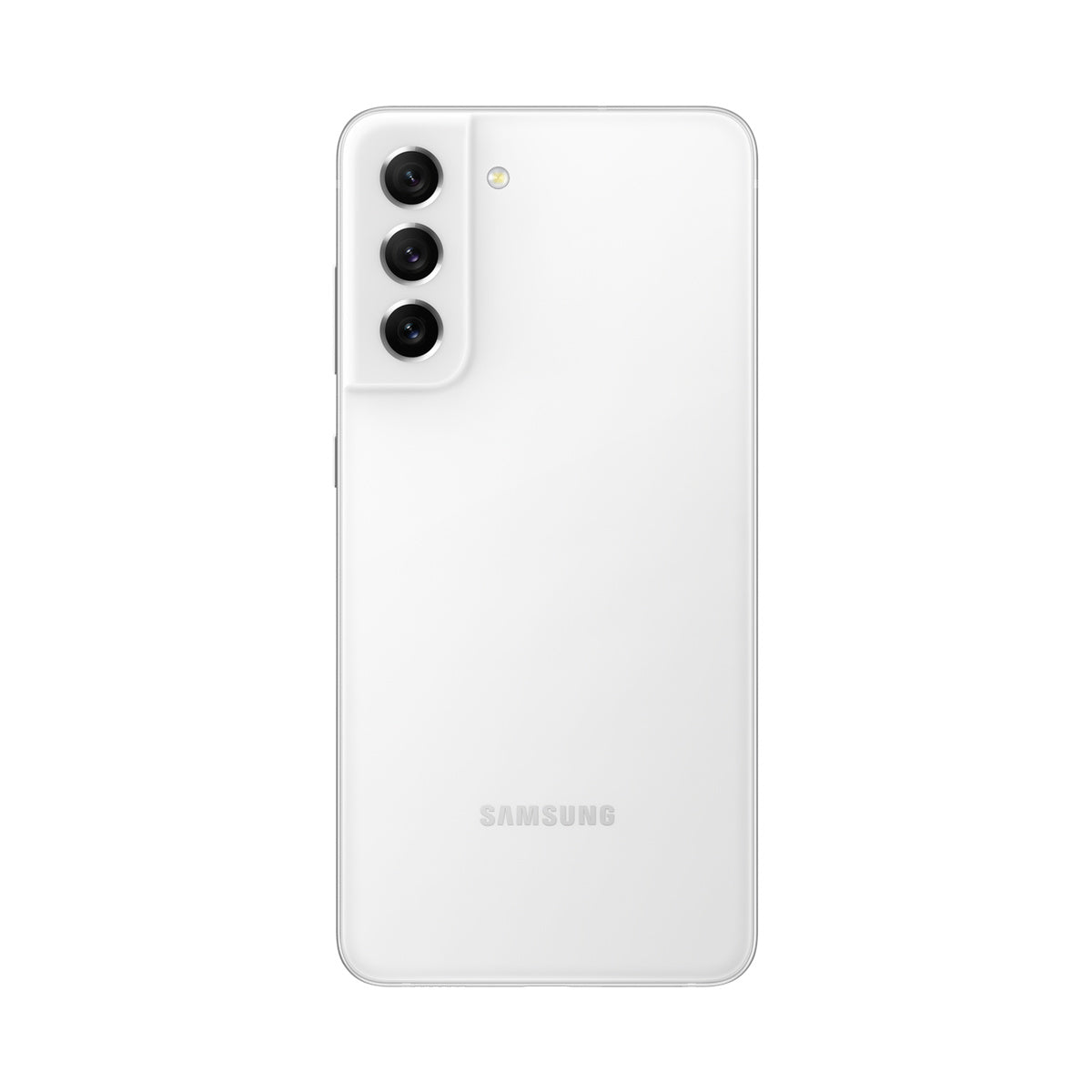 Samsung Galaxy S21 FE in White, rear view