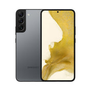 Samsung Galaxy S22+ in Graphite, front and rear view