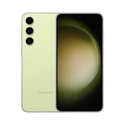 Samsung Galaxy S23+ in Lime, front and rear view