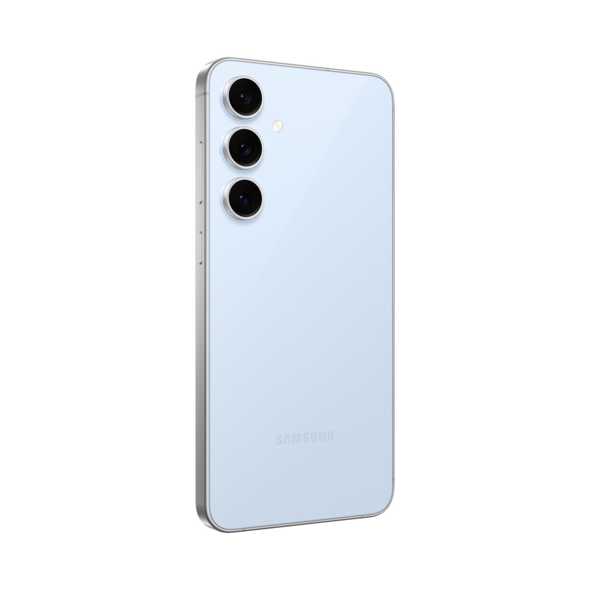 Samsung Galaxy S24 FE in Blue, angled rear view