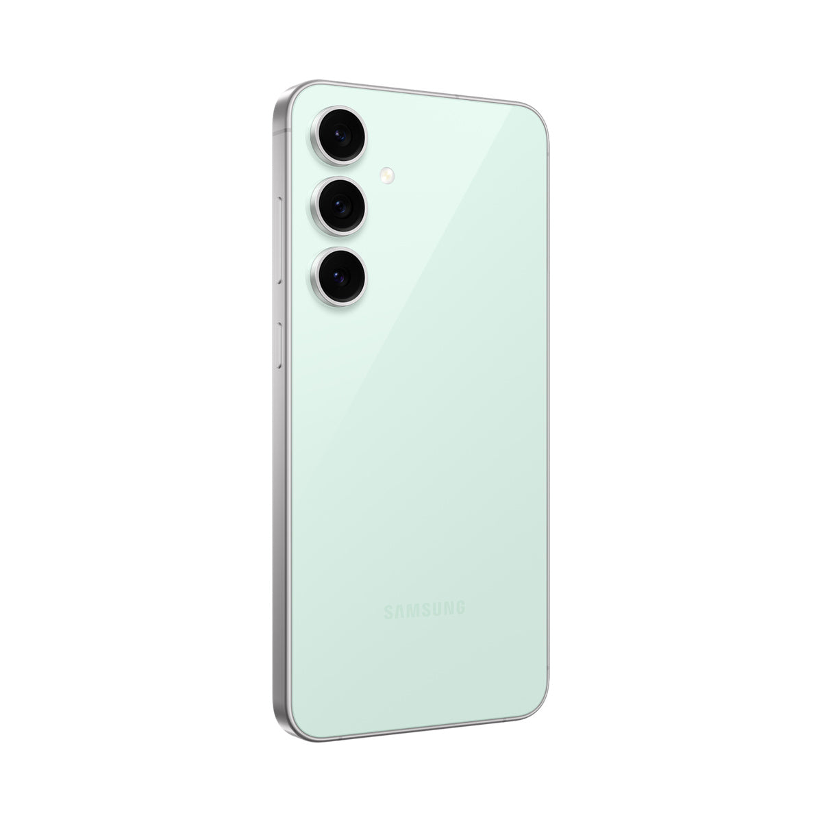 Samsung Galaxy S24 FE in Mint, angled rear view