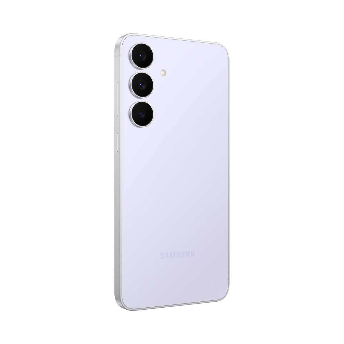 Samsung Galaxy S25 FE in Icy Blue, angled rear view
