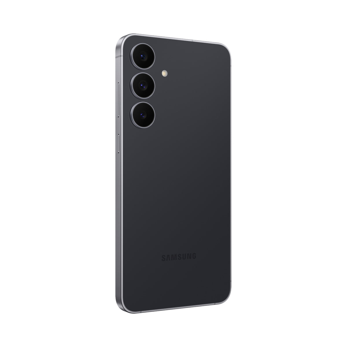 Samsung Galaxy S25 FE in Jet Black, angled rear view