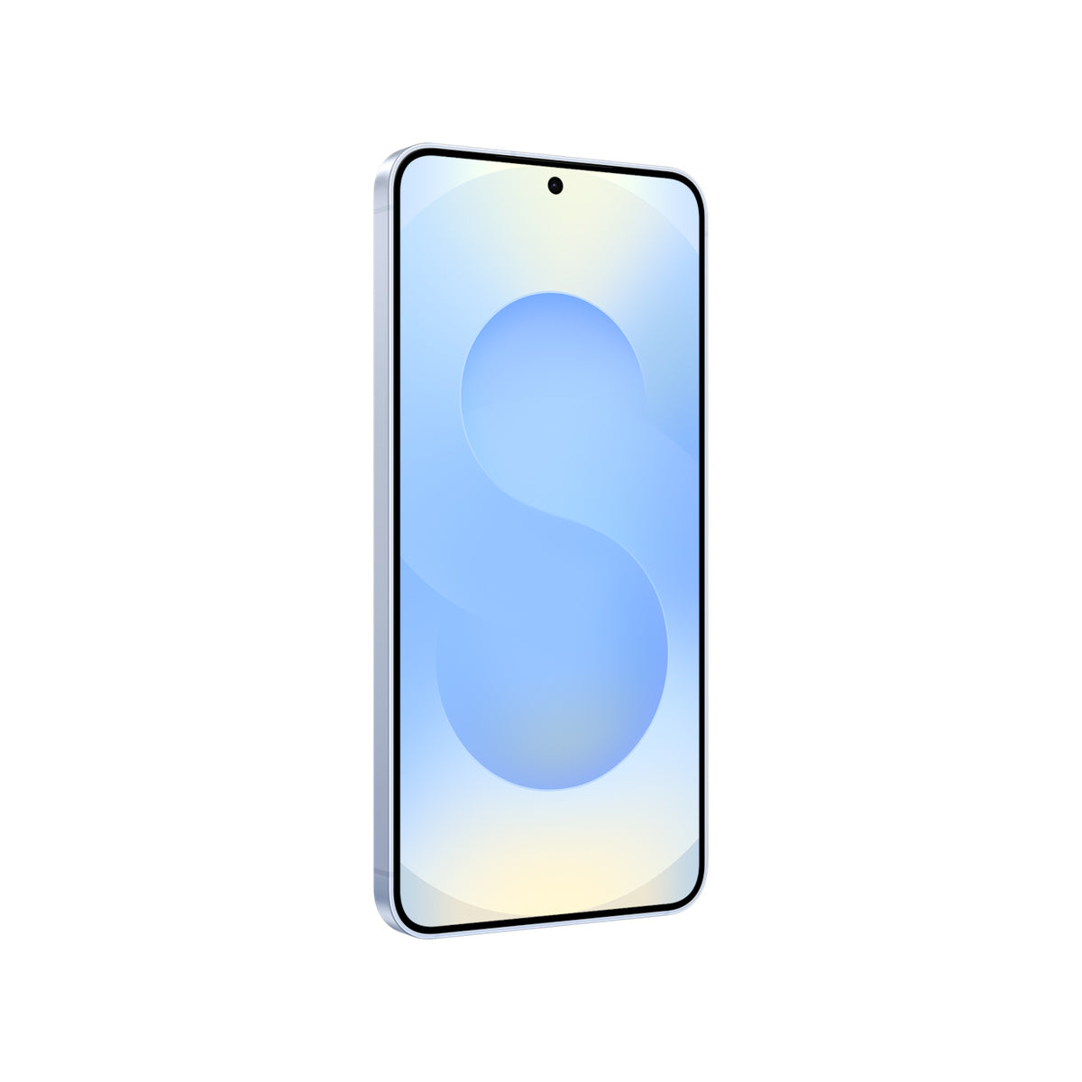 Samsung Galaxy S25 in Icy Blue, angled front view