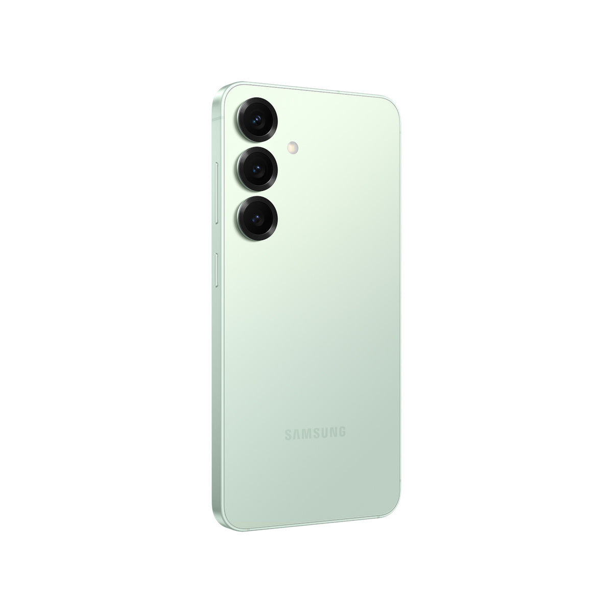 Samsung Galaxy S25 in Mint, angled rear view