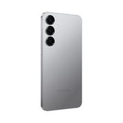 Samsung Galaxy S25 Plus in Silver Shadow, angled rear view