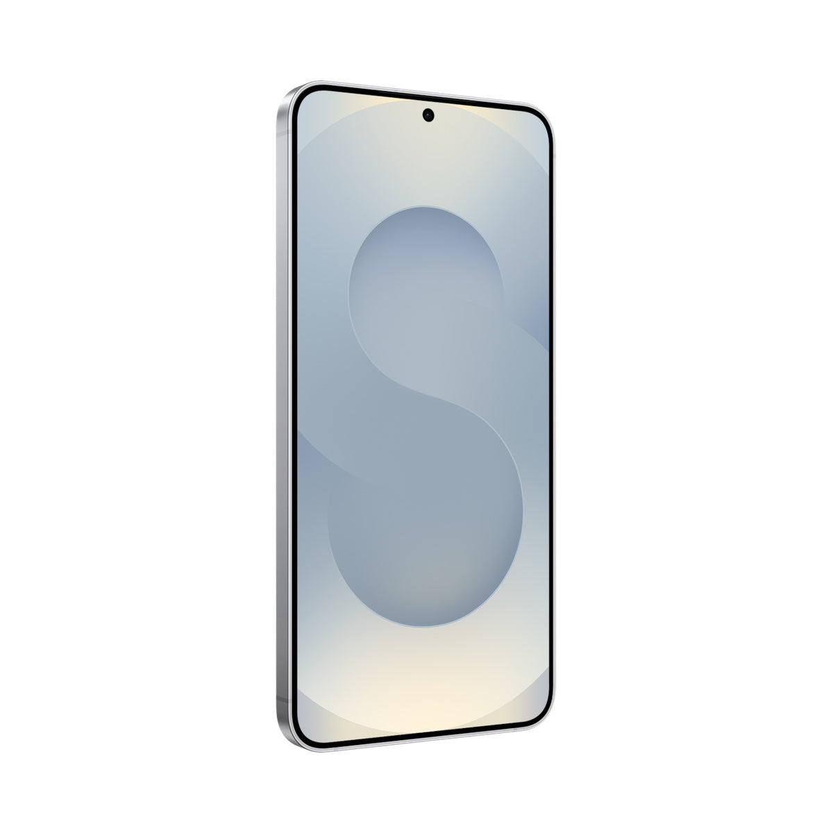 Samsung Galaxy S25 Plus in Silver Shadow, angled front view