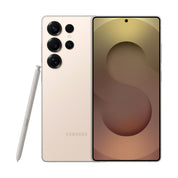 Samsung Galaxy S25 Ultra in Titanium Pinkgold, front and rear view