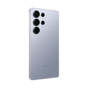 Samsung Galaxy S25 Ultra in Titanium Silver Blue, angled rear view