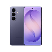 Samsung Galaxy S26 in Cobalt Violet, front and rear view