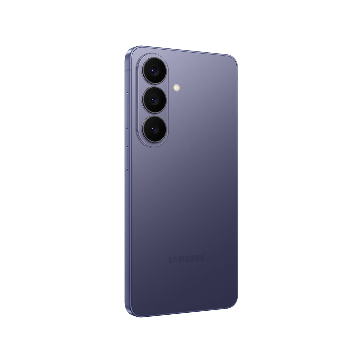 Samsung Galaxy S26 in Cobalt Violet, angled rear view
