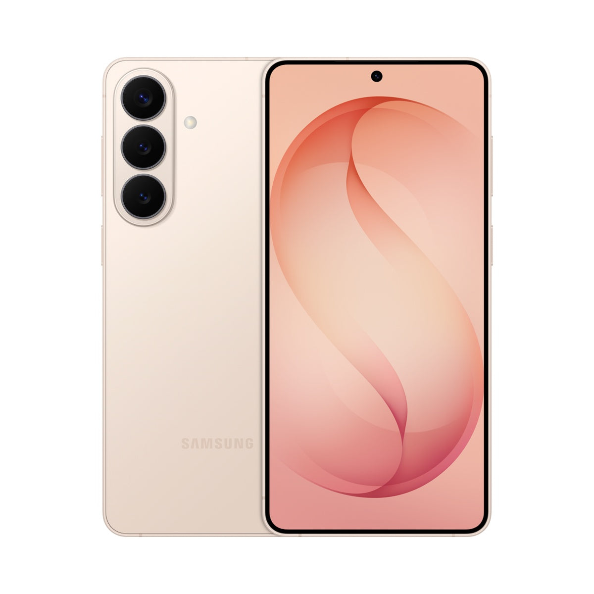 Samsung Galaxy S26+ in Pink Gold, front and rear view