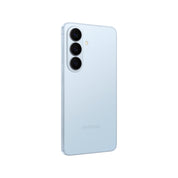 Samsung Galaxy S26 in Sky Blue, angled rear view