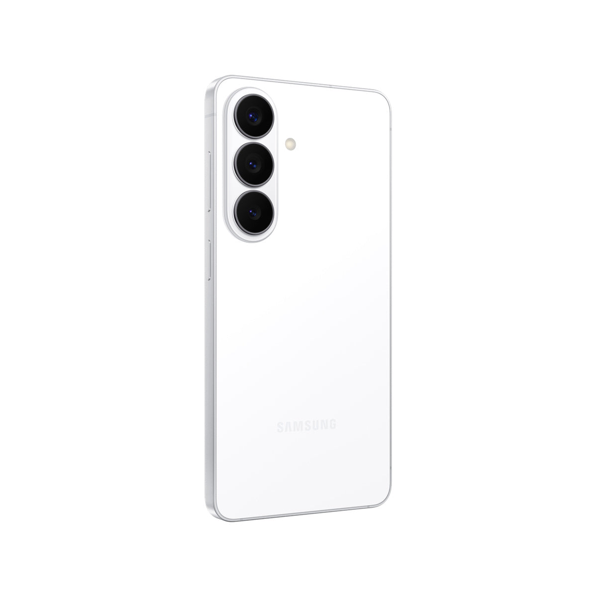 Samsung Galaxy S26 in White, angled rear view