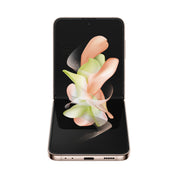 Samsung Galaxy Z Flip4 in Pink Gold, partially folded view
