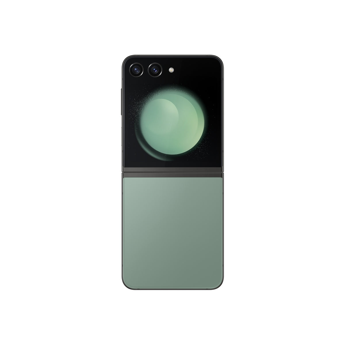 Samsung Galaxy Z Flip5 in Green, unfolded rear and cover screen