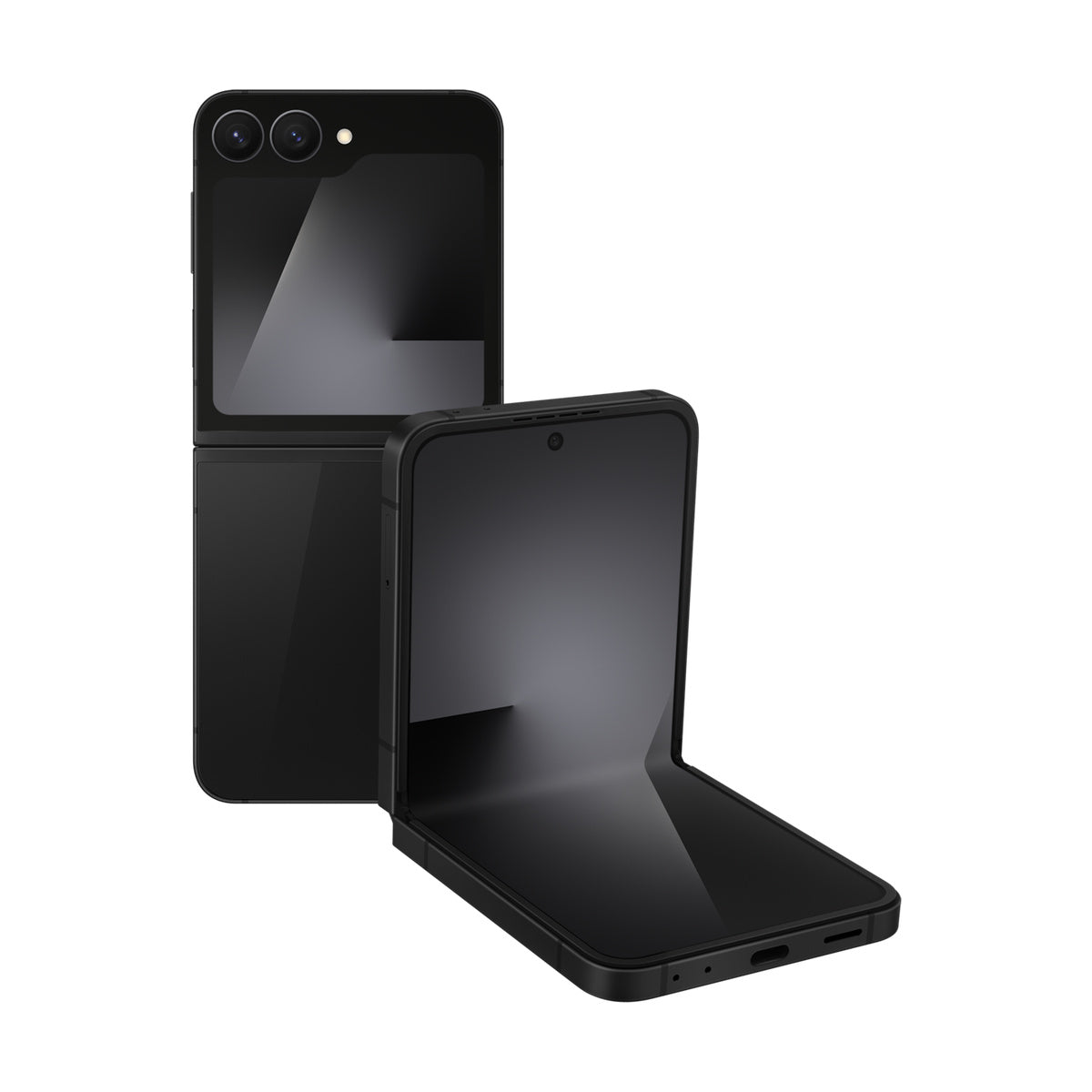 Samsung Galaxy Z Flip7 FE in Black, front and rear view