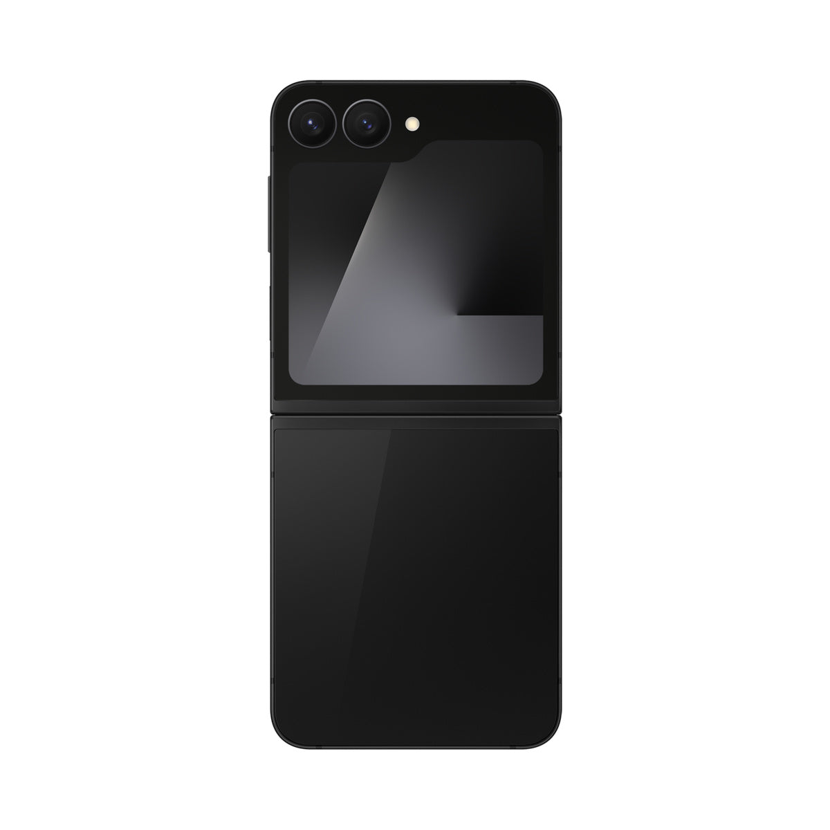 Samsung Galaxy Z Flip7 FE in Black, unfolded rear and cover screen
