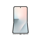 Samsung Galaxy Z Flip7 FE in White, half-open front view
