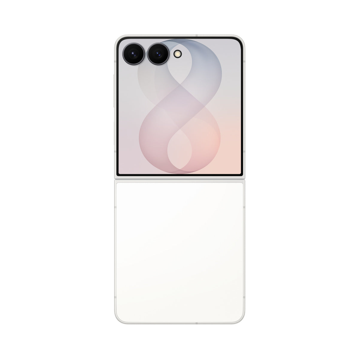 Samsung Galaxy Z Flip8 in Cream, unfolded rear and cover screen