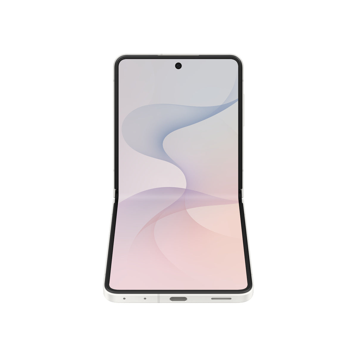 Samsung Galaxy Z Flip8 in Cream, half-open front view