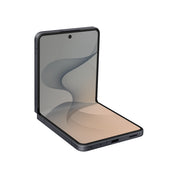 Samsung Galaxy Z Flip8 in Graphite, angled half-open view