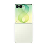 Samsung Galaxy Z Flip8 in Mint, unfolded rear and cover screen