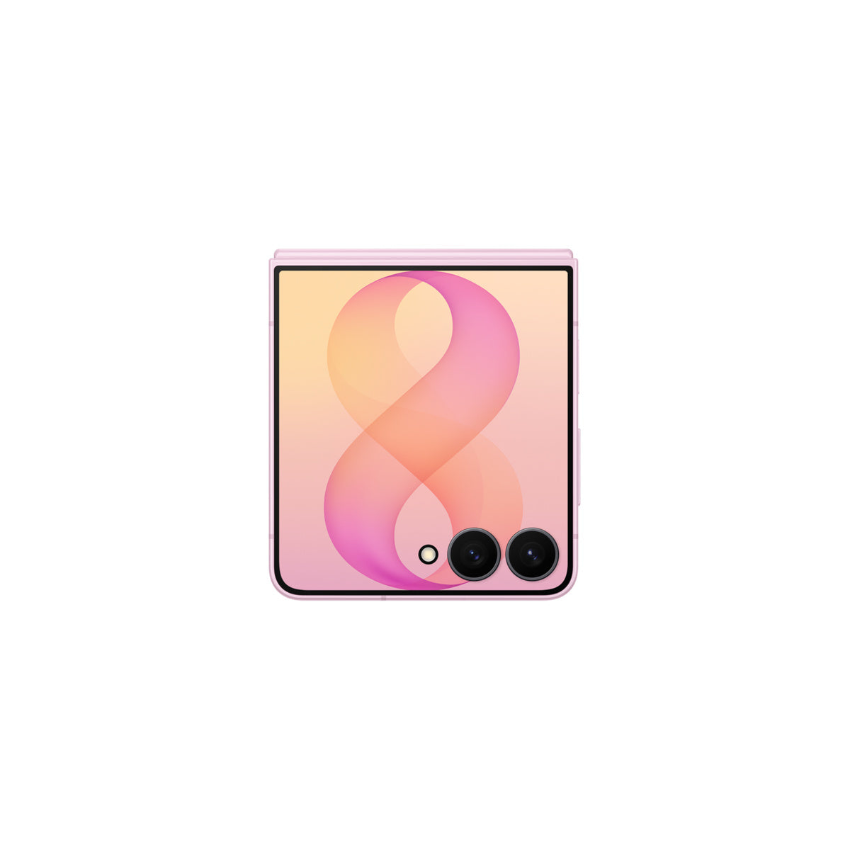Samsung Galaxy Z Flip8 in Pink, folded cover screen