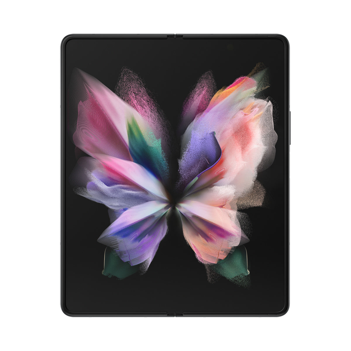 Samsung Galaxy Z Fold3 in Phantom Black, open front view