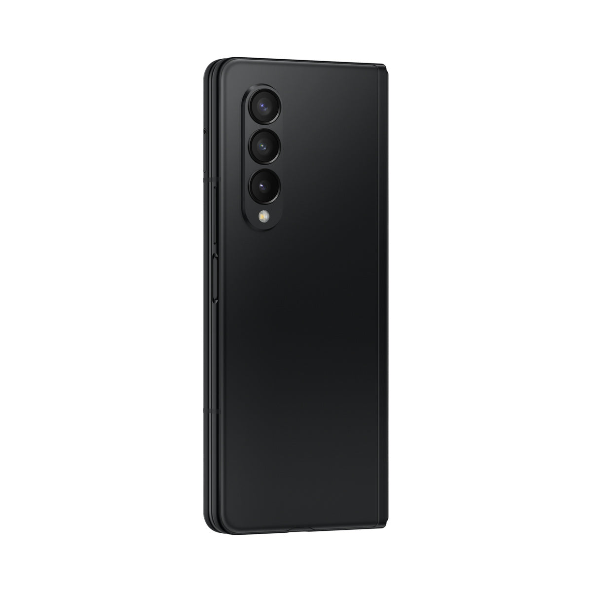 Samsung Galaxy Z Fold3 in Phantom Black, angled rear view