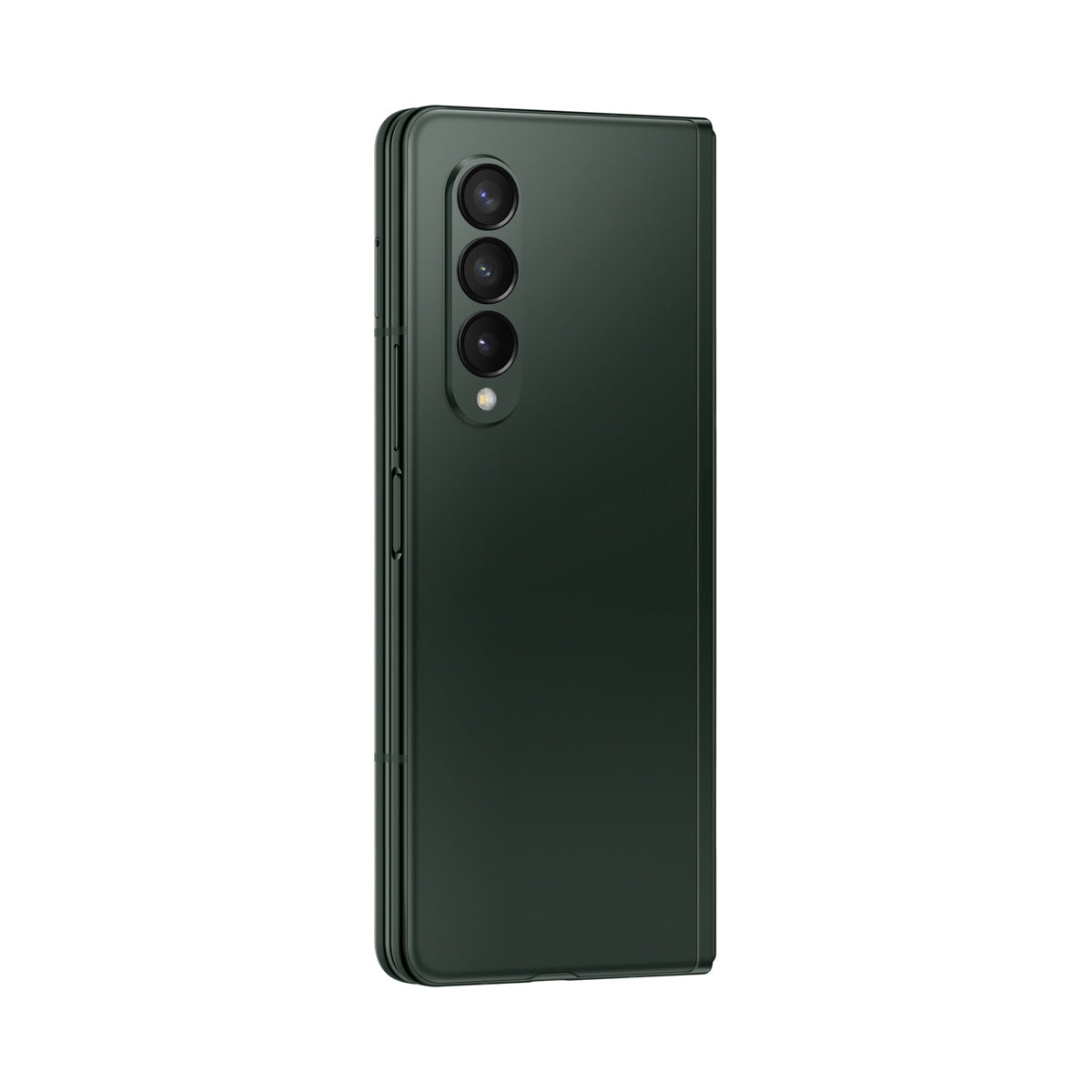 Samsung Galaxy Z Fold3 in Phantom Green, angled rear view