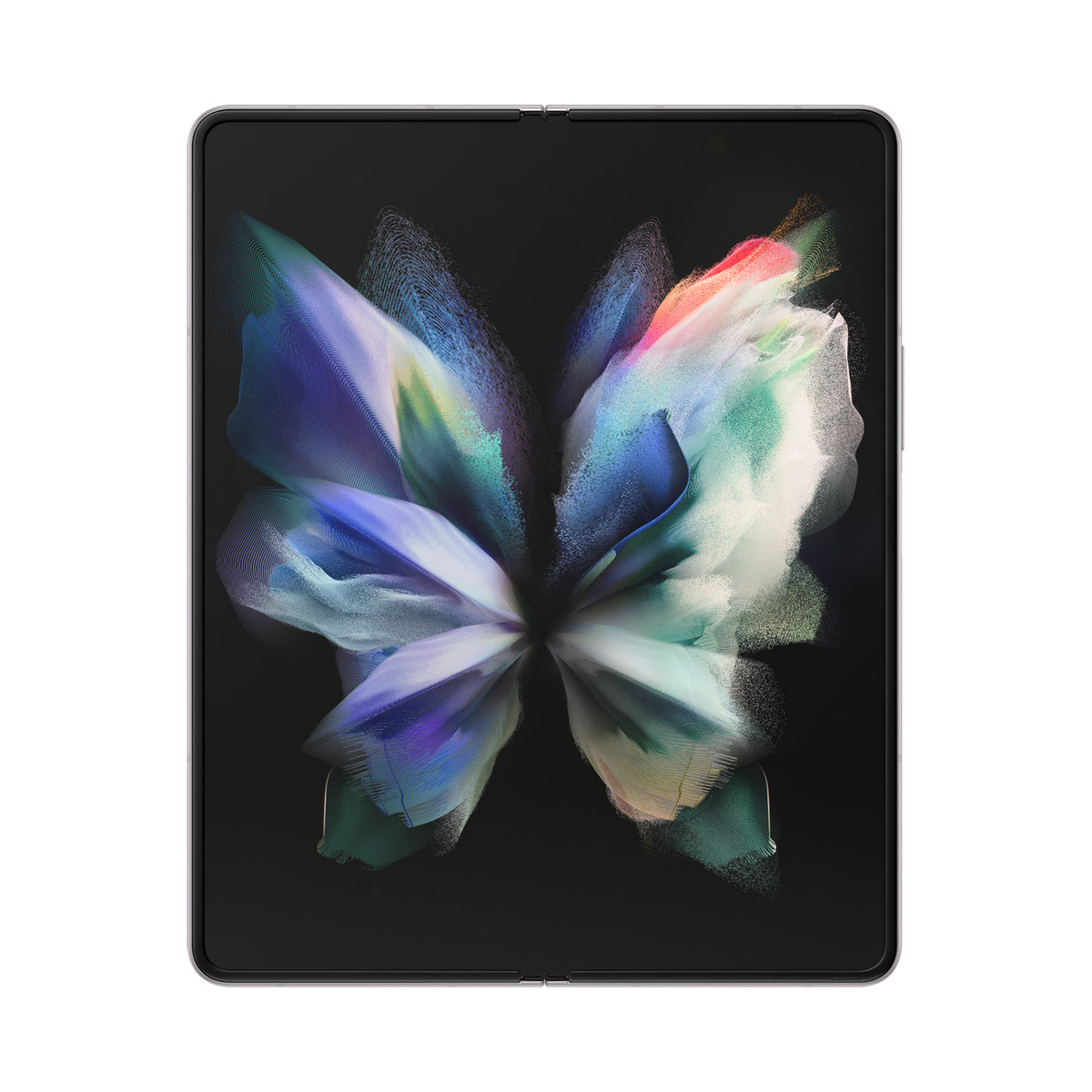 Samsung Galaxy Z Fold3 in Phantom Silver, open front view